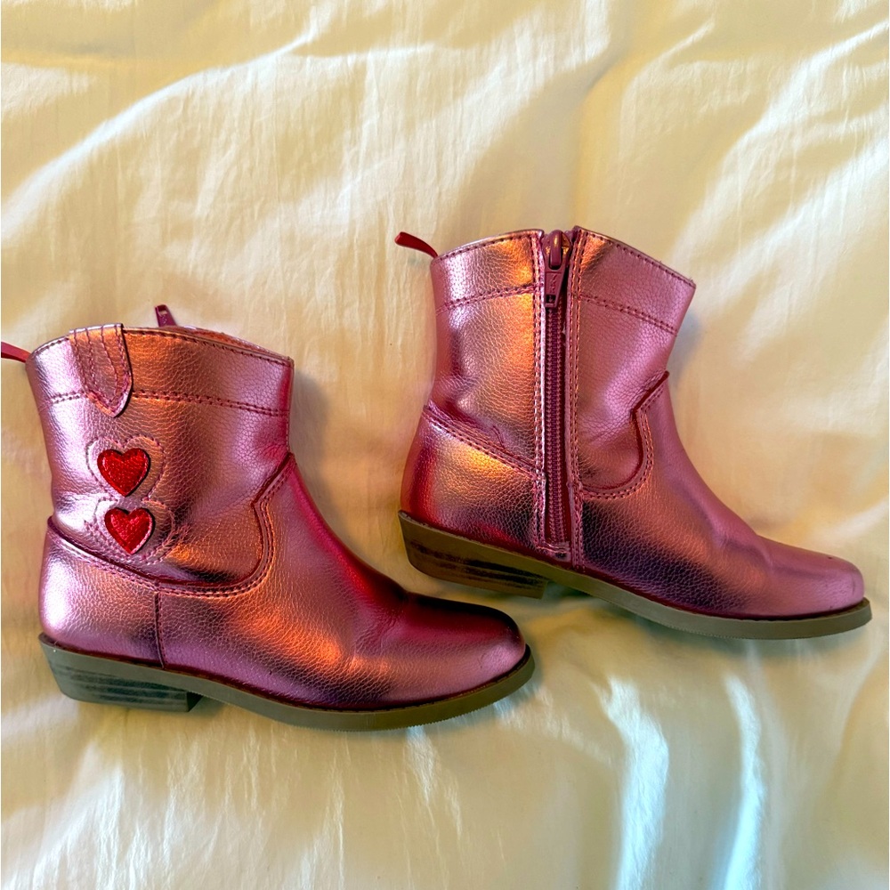 Old Navy Girl Size 11 pink with red hearts boot